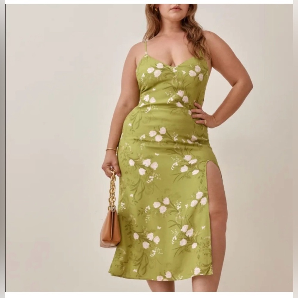 Reformation Crimini dress with green floral print